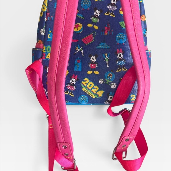 Disney Parks 2024 Loungefly Mini Backpack Mickey Minnie AOP NWT - Picture 9 of 14